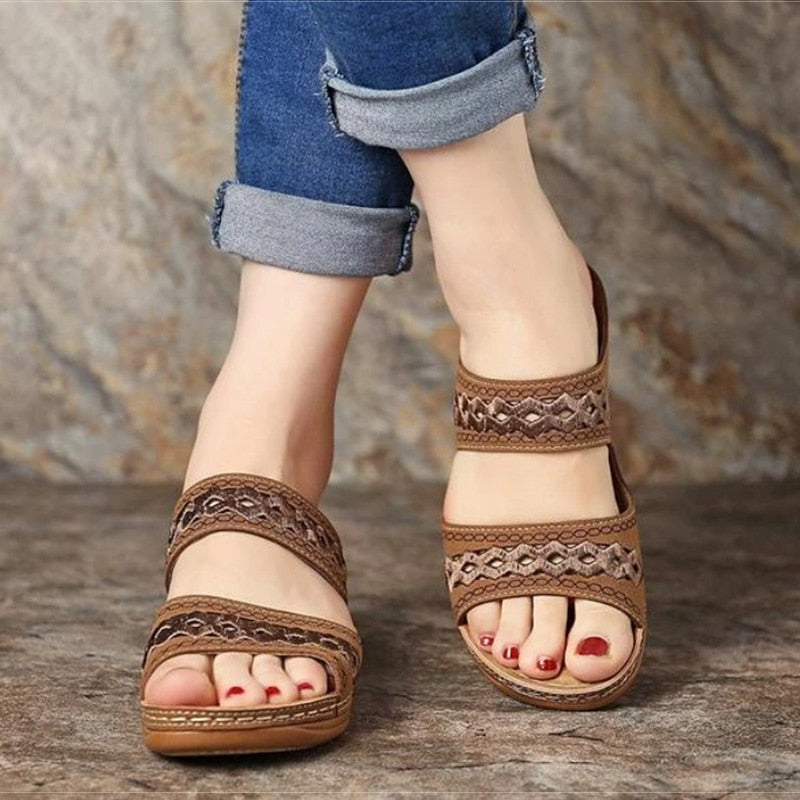 Sandalias de mujer, zapatos de cuña a la moda para mujer, zapatillas, zapatos de verano con tacones, sandalias, chanclas, zapatos casuales de playa para mujer