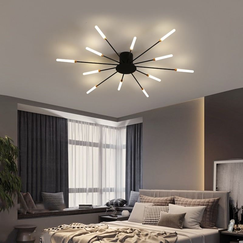 Lámpara de araña nórdica con luces LED para sala de estar, comedor, dormitorio, decoración del hogar, luces colgantes creativas modernas doradas o negras de lujo