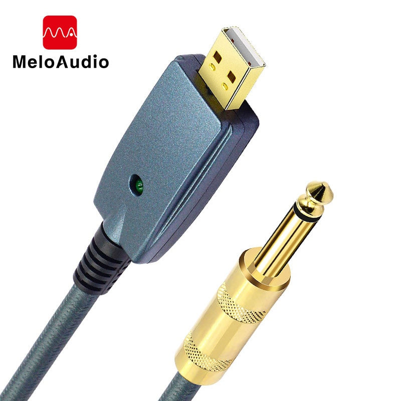 Interfaz de Cable USB a guitarra macho a conector de 6,35mm accesorios de guitarra eléctrica adaptador de Cable de conector de Audio para instrumento 3M