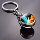 Animals Keychain Cat Dog Bear Peacock Rabbit Squirrel Phoenix Double Side Glass Ball Pendant Keyring