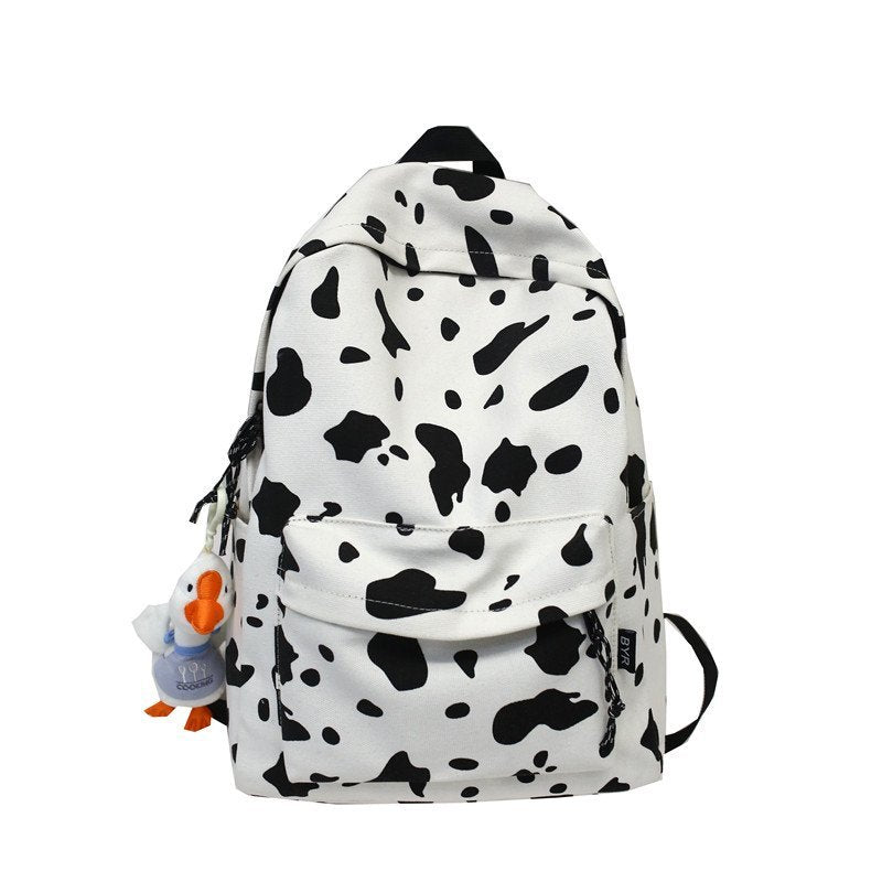 Cute Milk Cow Printing Women's Backpack Canvas Travel Mochila Women School Bag for Teenager Girls Fashion Rucksack Wholesale
