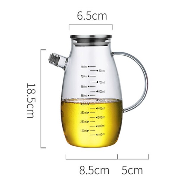 Transparent Glass Oil Bottle with Handle Scale Heat-resistant High Borosilicate Kitchen Supplies Soy Sauce Vinegar Container