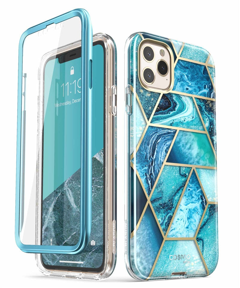 Funda i-blason para iPhone 11 Pro Max de 6,5 pulgadas (2019), carcasa de parachoques de mármol con brillo de cuerpo completo Cosmo con protector de pantalla incorporado