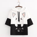 Harajuku Kawaii Women Cute Hoodie Black Pink Long Sleeve Graphic Cat Ear Funny Anime Teen Girls Pullover Vintage Sweatshirt 2021