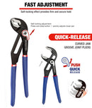 WORKPRO 8" 10" Water Pump Pliers Quick-release Plumbing Pliers Straight Jaw Groove Joint Plier Set