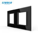 Livolo Luxury White Pearl Crystal Glass, EU standard, Double Glass Panel For Wall Switch&Socket, C7-2SR-11  (4 Colors)