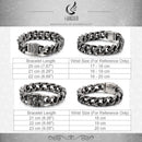 Fongten Vintage Skull Cuban Link Chain Bracelet For Men Punk Skeleton Stainless Steel Charms Curb Mens Bracelets Viking Jewelry