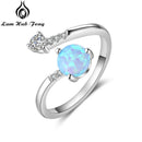 Silberfarbene Damenringe Zirkonia Verstellbarer Wickelring mit synthetischem runden blauen Opal Hochzeit Modeschmuck für Damen