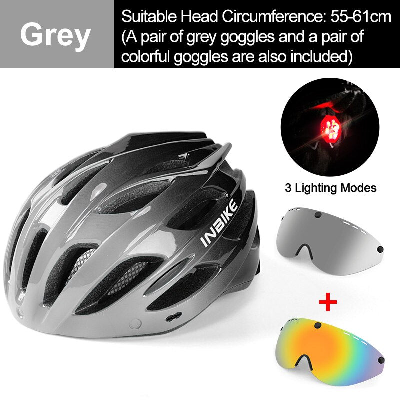 INBIKE Light Bicycle Helmet Safe Hat For Men Women Ultralight MTB Bike Helmet with Taillight Sport Riding Cycling Helmet IH19301