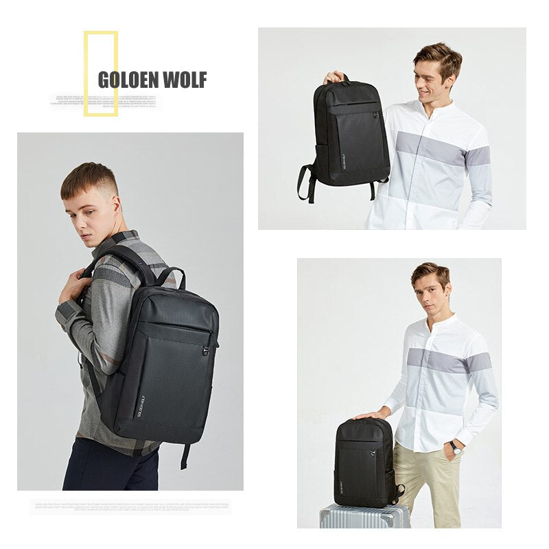 GOLOEN WOLF Business Travel Men's Backpack 15.6 Inch Laptop Bags College Student Schoolbag Light Outdoor Backpacks for Men Women
