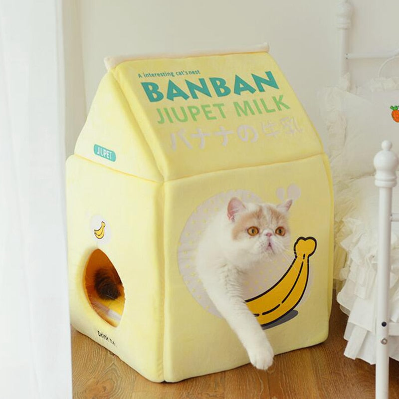 Leche de fresa Leche de plátano Cama para gatos Casa para gatos
