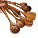 Vajilla de madera Natural de teca tailandesa, cuchara, cucharón, colador de arroz largo, espumadera para sopa, cucharas de cocina, juego de utensilios de cocina