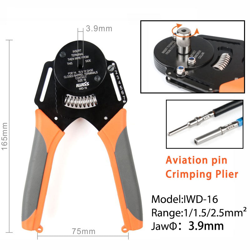 IWD-16 Geeignet für Deutsch-Steckverbinder-Crimpzangen, die Auto-Terminal-Drehmaschinen für männliche und weibliche Pins 16