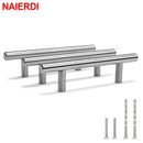 NAIERDI 20 piezas manija de muebles de barra en T de acero inoxidable manija de cocina de oro cepillado tirador de gabinete negro con tornillo de bambú cortable