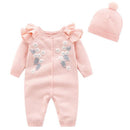 Ysubest Kids New 2022 Spring Autumn Girl Embroidery Rompers + Hat Baby Girl Newborn Rompers Clothes Baby Girl Rompers