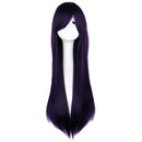 QQXCAIW Long Straight Cosplay Red Black Puprle Pink Blue Sliver Gray Blonde White Oragen Brown 80 Cm Synthetic Hair Wigs