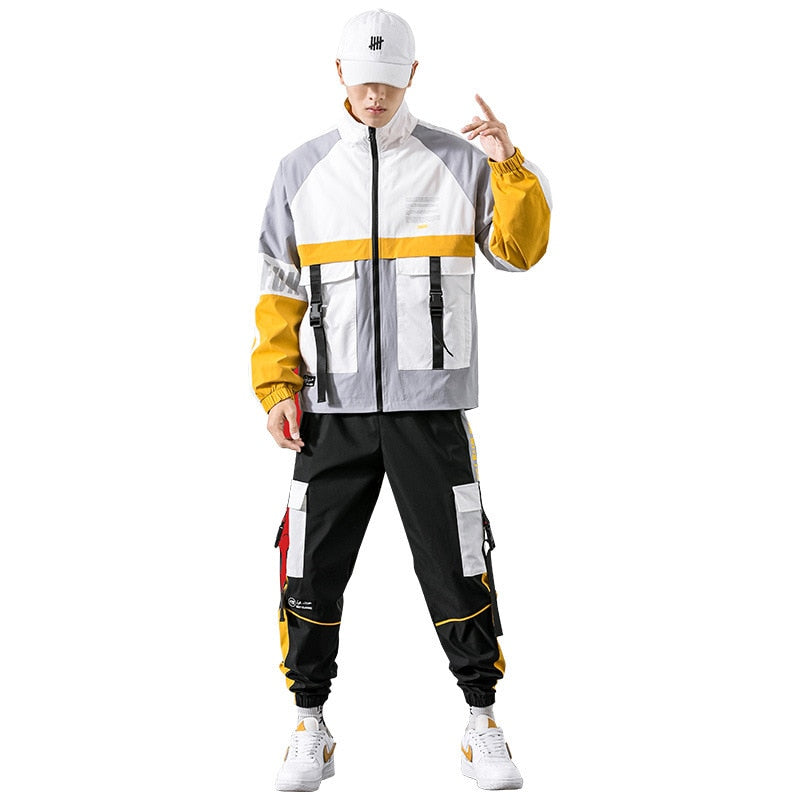 Herren Streetwear Trainingsanzug Harajuku Jogger Anzug Sets Herren Trainingsanzug Jacke + Hose 2PC Sets Frühling Herbst Jacken + lange Hosen