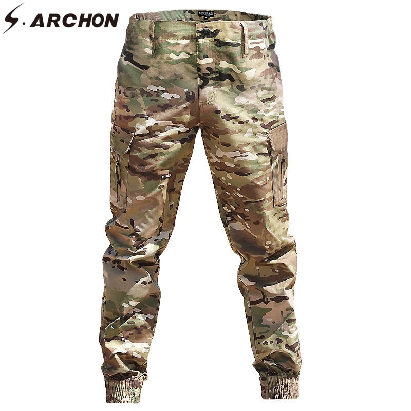 S.ARCHON Camouflage Joggerhose Herren Camo Tapered Cargohose Wasserdichte Taktische Hose Herren Casual Fashion Streetwear Hose