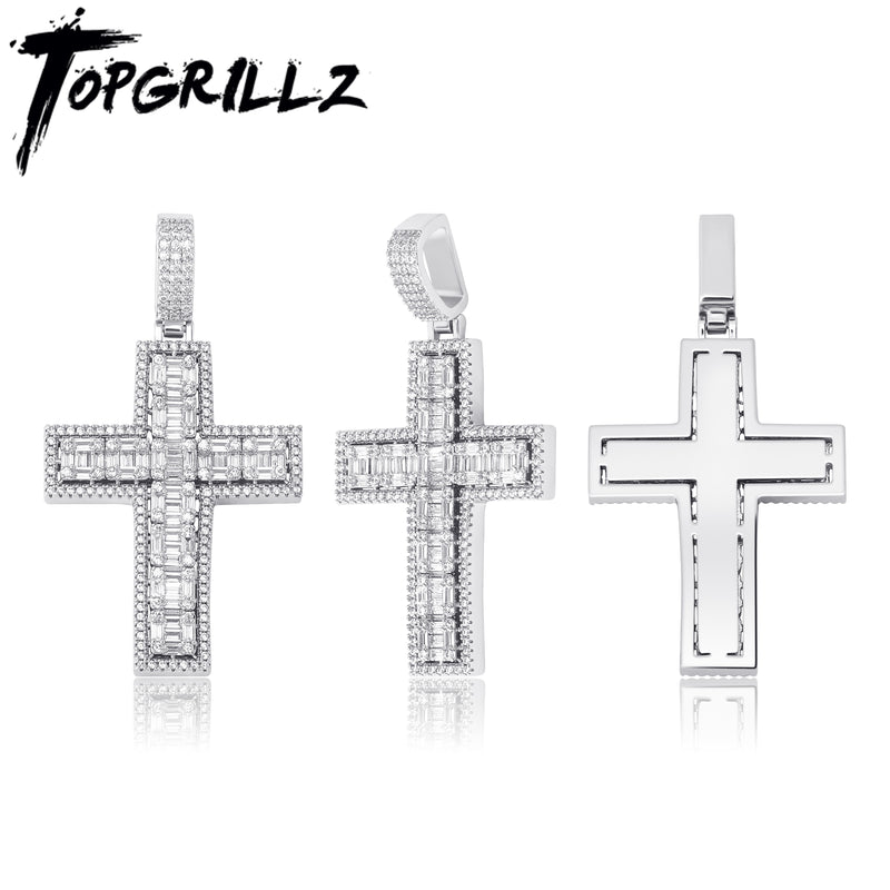 TOPGRILLZ Hip Hop High Quality Cross Pendant Necklace Iced Out Full Micro Pave Cubic Zirconia Pendant Fashion Jewelry For Gift