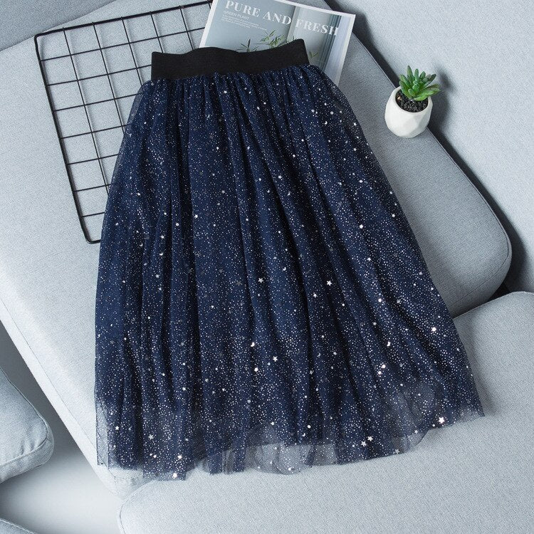 Teen Girls Skirts Embroidery Kids Sequin Skirt for Girls 2022 Summer Dance Long Skirt Princess Skirt Elastic Waist Child Clothes