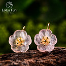 Lotus Fun Real 925 Sterling Silver Earrings Handmade Designer Fine Jewelry Flower in the Rain Fashion Dangle Earrings for Women