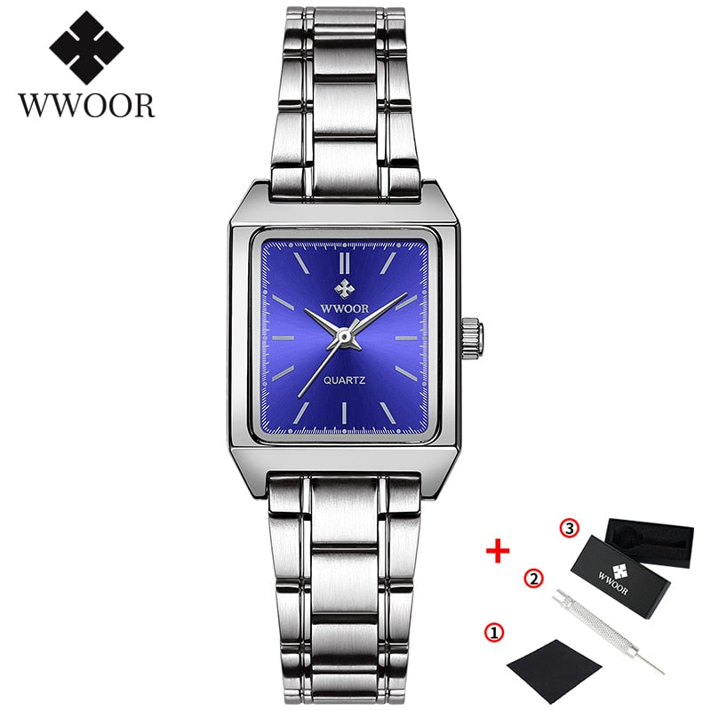 Montre Femme 2022 WWOOR, relojes de marca de lujo para mujer, reloj pequeño rectangular a la moda, vestido de cuarzo para mujer, pulsera para mujer, reloj de pulsera