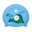 COPOZZ Kids swimming caps Cartoon Cute pig cat for Boys&amp;Girls Elastic Waterproof Ear Protection 4-12y Swim Pool Hat one size