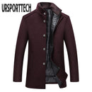 Winter Warm Wollmischung Mantel Herren Dicke Mäntel Topcoat Herren Einreiher Jacken Und Mäntel Mit Verstellbarer Weste Herrenmantel