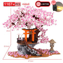 Classic Block City Street View Idea Sakura Inari Shrine Bricks Friends Cherry Blossom House Tree Building Blocks Toys Kids Gift