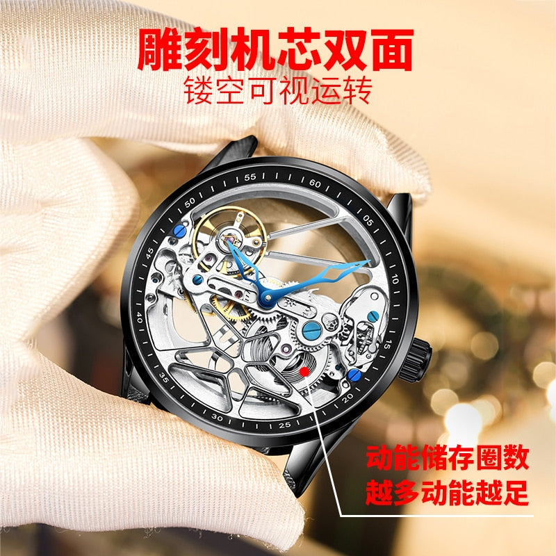 Echte AILANG Herren Sportuhr Hollow Machinery Top Brand Herren Lederuhr Trend Luminous Waterproof 2020 Neu