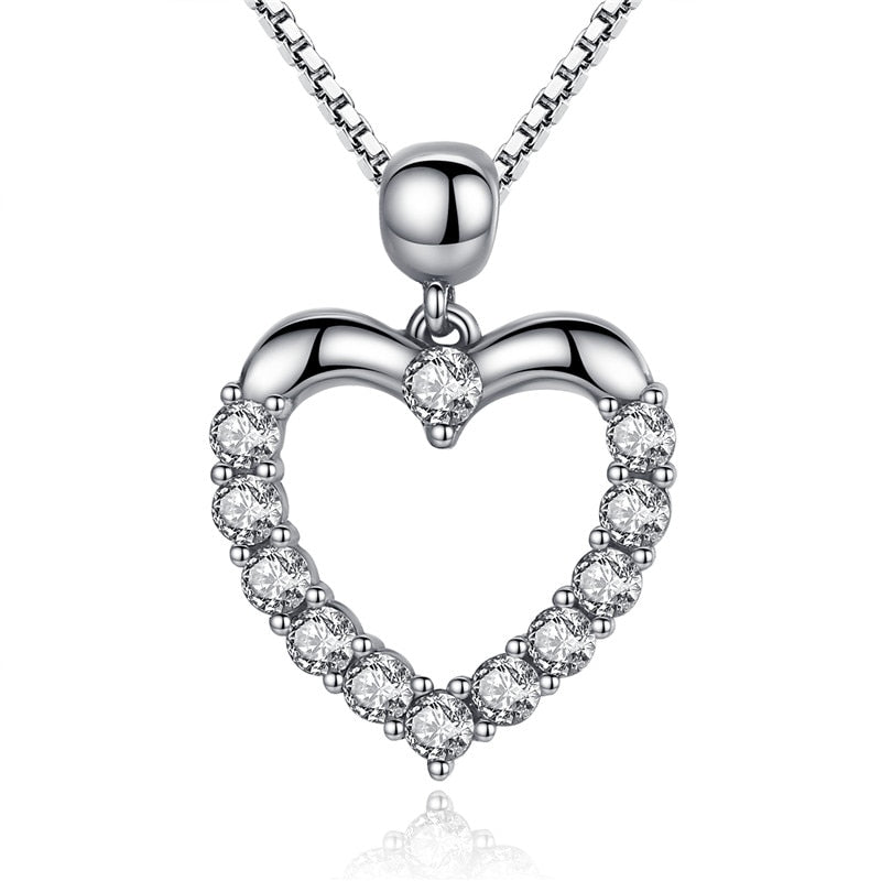 BAMOER New Authentic 925 Sterling Silver Female Heart Pendant Necklace High Quality Fashion Necklace Accessories SCN025