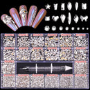 21 Grids Crystals Diamonds Nail Rhinestones Set 3100pcs FlatBack Rhinestones Kit Sparkling Nail Art With 1 Pen For Decorations