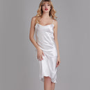 Silky Lady Nightdress Satin Spaghetti Strap Nightgown Intimate Lingerie Summer New Sleepwear White Nightwear Home Dressing Gown