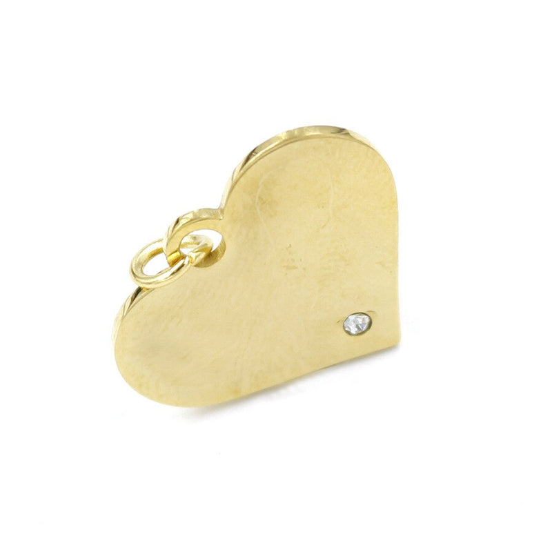 Colgante de amor de corazón de acero inoxidable dorado/acero con accesorios de grabado de pulido de espejo de diamantes de imitación al por mayor 20 piezas