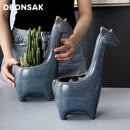 Maceta de cerámica de jirafa, maceta de Animal, jarrón de cervatillo, planta de Cactus suculenta, arreglo de flores en maceta, decoración de escritorio para el hogar