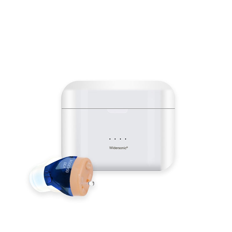 Wiederaufladbare Hörgeräte V30 Intelligentes Audifonos Mini-Innenohr für ältere Menschen Schallverstärker für Taubheit mit Ladekoffer