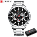 CURREN Sport Watches Men‘s Luxury Brand Quartz Clock Stainless Steel Chronograph Big Dial Wristwatch with Date Relogio Masculino