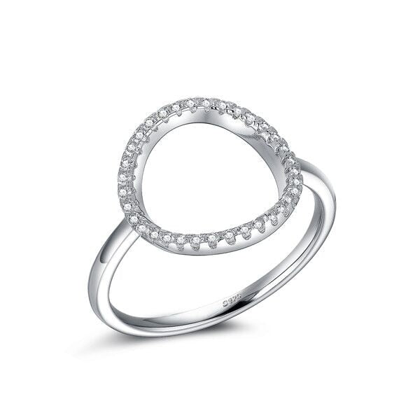 Klassische Mode aushöhlen Hoop funkelnder weißer und rosafarbener Ring Zirkonia Schmuck echte massive 925 Sterling Silber Ringe