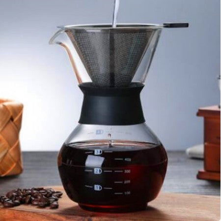 1 STÜCK 1000 ml Glas Kaffeekanne Dripper Moka Teekocher Kaffeemaschine Barista Werkzeuge Espresso Manueller Wasserkocher Teekanne mit Edelstahl