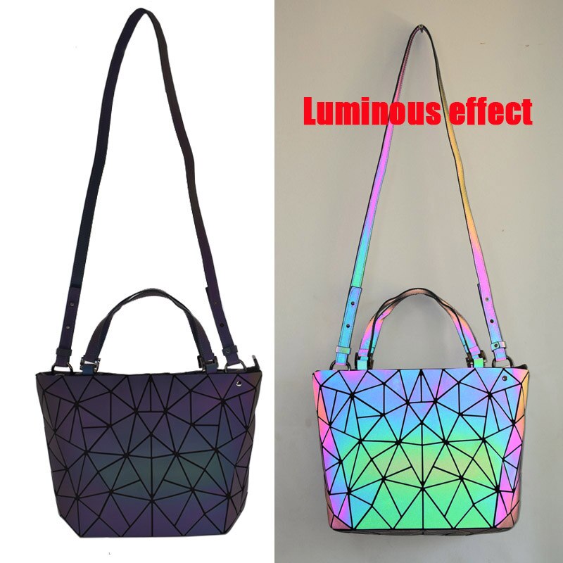 Neue Luminous Messenger Bags Frauen Bao Bag Diamond Tote Geometry Umhängetaschen Nachtleuchtende Laser Plain Folding Bag Handtaschen bolso