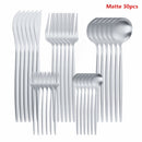 Western Cutlery Set 30 Piece Tableware Set Stainless Steel Dinnerware Black Spoon Fork Knife Dinner Set Complete Home Flatware