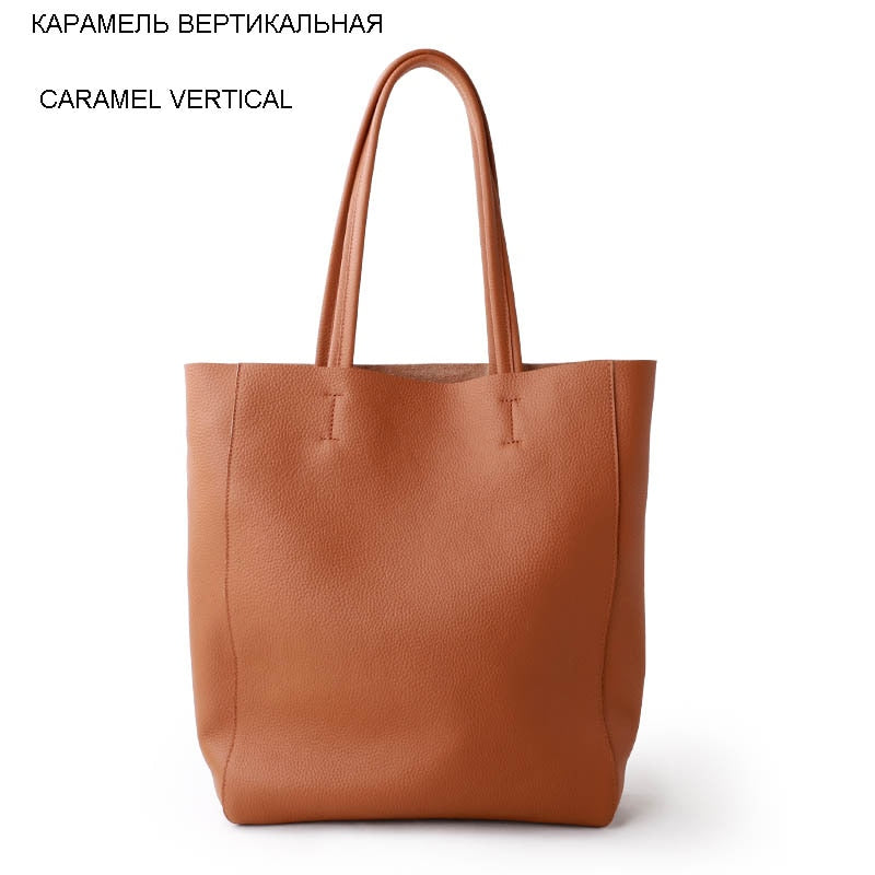 Einfache Casual Leder Frauen Umhängetasche Luxusmarke Designer Echtes Leder Dame Handtaschen Pendlertasche Große Weibliche Totes Tasche