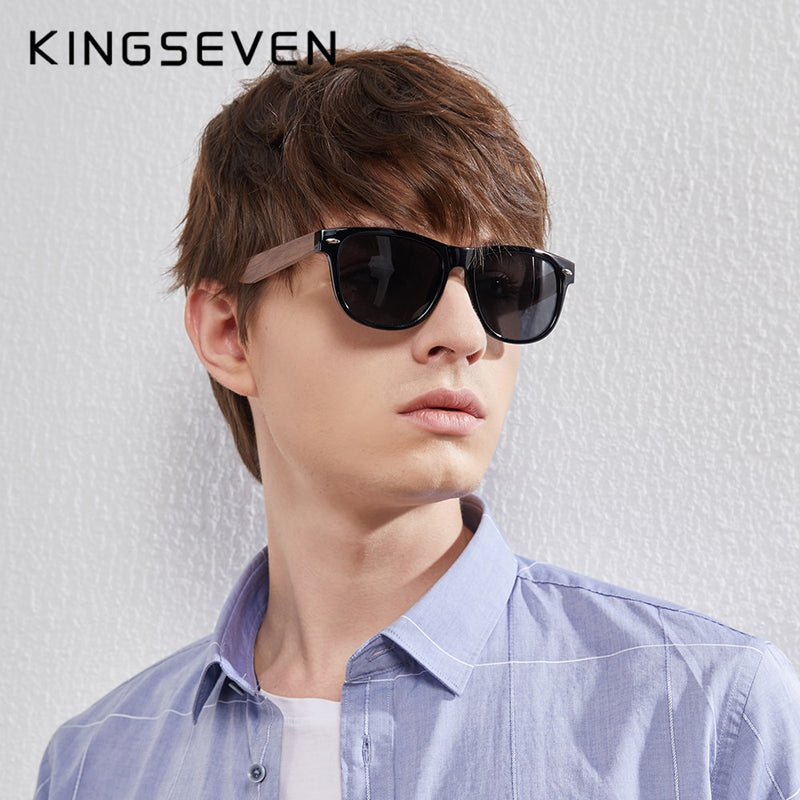 KINGSEVEN New Black Walnut Sunglasses Wood Polarized Sunglasses Men&