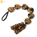 CSJA Heart Shape Natural Stone Car Hanging Chakra Chip Bead Healing Crystal Handmade Weave Lucky Ornament Window Wall Decor G541