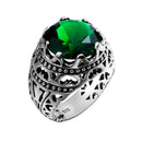 Szjinao Pure 925 Sterling Silver 13*13mm Round Big Sapphire Rings For Men Gemstone Male Punk Vintage Jewellery Dropship Supplier