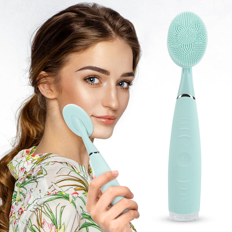 Portable Electric Facial Cleansing Brush Waterproof Silicone Cleansing Tool Handheld Facial Cleaning Brush Mini Pore Cleaner