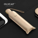 Olycat 3 Plegable Automático Revestimiento negro Protector solar UV Paraguas soleado y lluvioso Paraguas portátil ultraligero Mujer