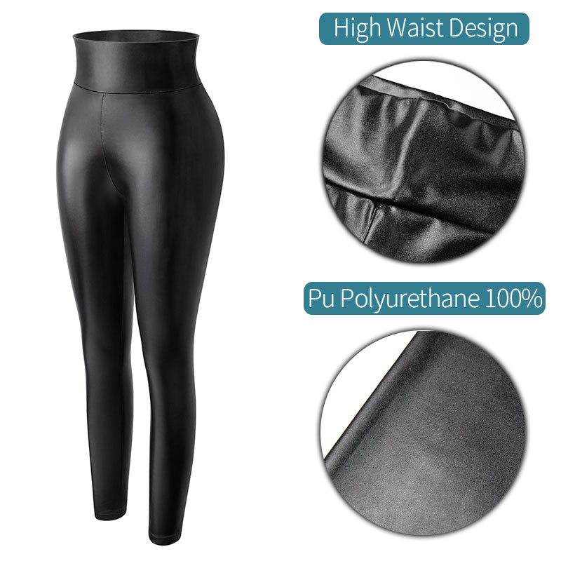 High Waist Faux Leather Leggings Women Non See-through Thick PU Leggings Hip Push Up Slim Pants Fitness Panties Butt Lifter