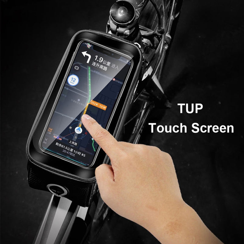 WILD MAN Waterproo Bicycle Phone Bag Top Tube Frame Bag Cycling Front Beam Bag Phone Holder For 6.5 inch Touch Screen Bike Bag