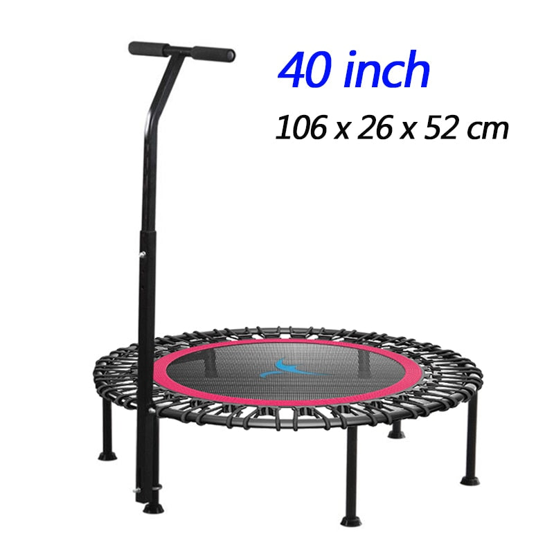 40&quot; Fitness trampoline Silent Mini with Adjustable Handle length Adults Kids indoor GYM Bungee Rebounder Jump Trainer Workout